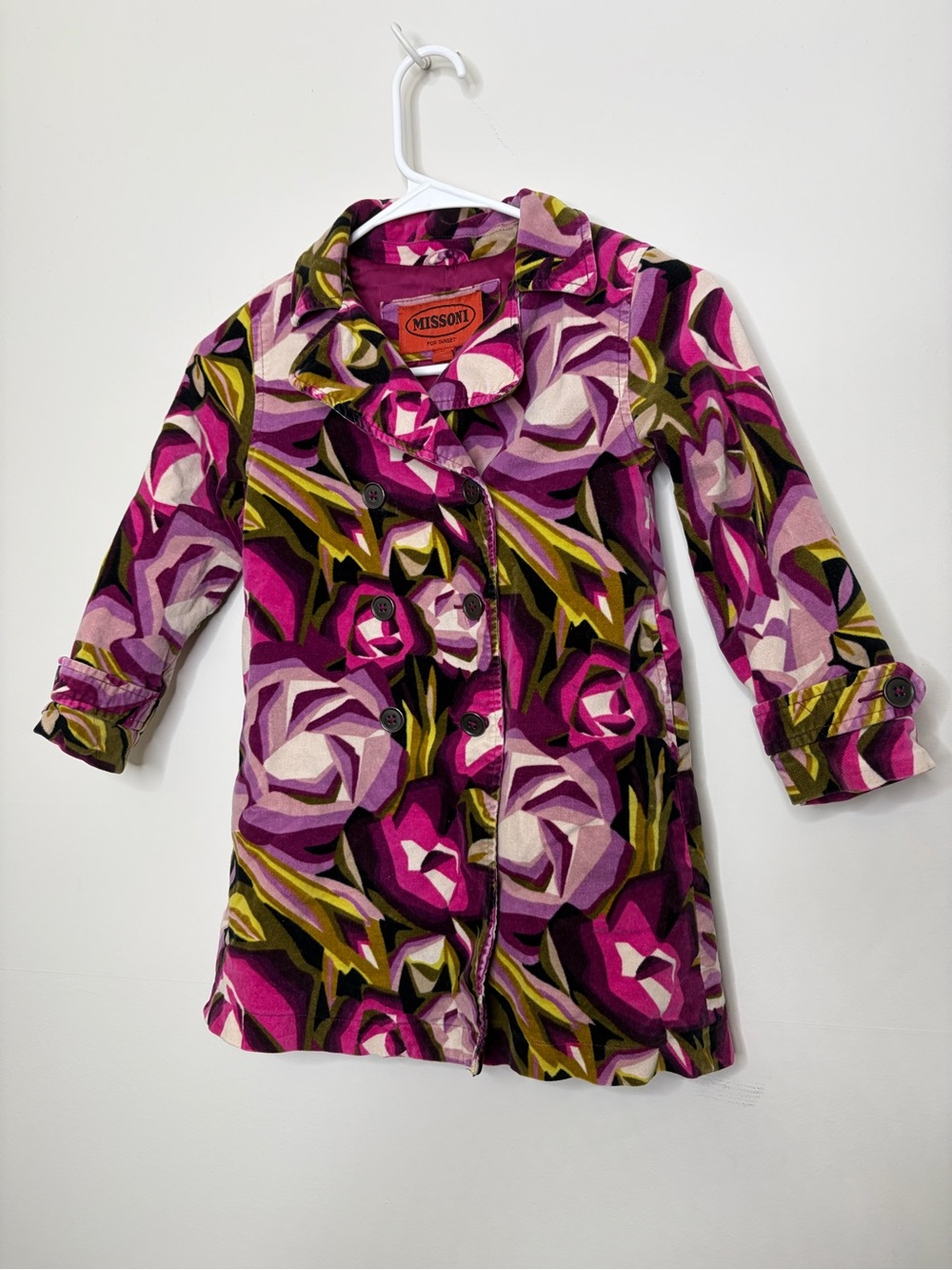 Missoni for target Multicolor Pink Floral Double-Breasted Coat 70s